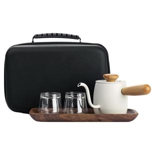 便携手冲咖啡壶套装日式细口长嘴侧把壶旅行茶具一壶两杯功夫茶具