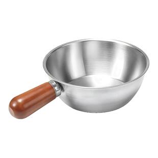不锈钢短柄煎锅宝宝辅食锅胡桃木手柄平底锅热油锅家用耐高温小锅