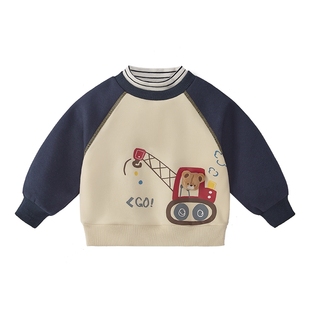 [抑菌抗静电]男童卫衣秋冬季宝宝卡通拼接男小童加绒衣服儿童上衣