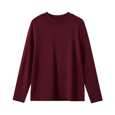 纯棉半高领打底衫女内搭修身上衣