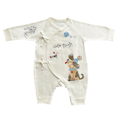 新生儿春秋季童趣卡通绑带连体衣