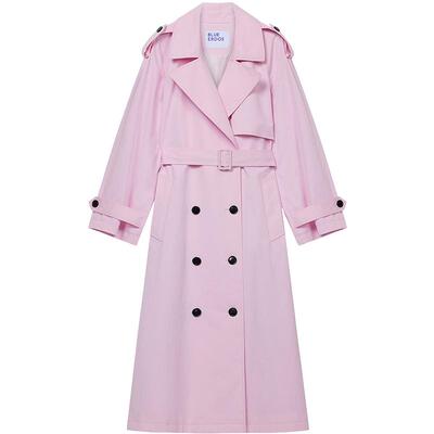 BLUE ERDOS2026早春新品休闲通勤棉混纺粉色双排扣风衣女外套