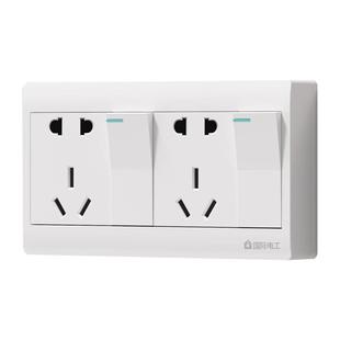 两开关插座明装二开十孔带开关厨房一键断电双开单控带10孔插座