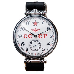 苏库存男表大表盘玻璃透底红星军表复古真皮中古老表耐用休闲原装