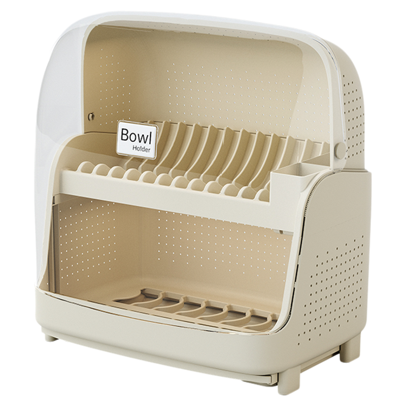 碗筷收纳盒双层大容量厨房家用装盘防尘透气沥水置物架子带盖碗柜