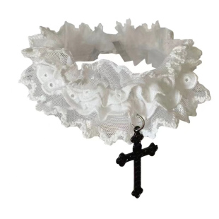 甜酷少女蕾丝十字架吊坠项圈性感辣妹choker项链友朋亚文化锁骨链