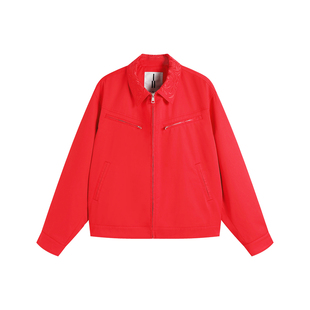 ATRY夹克外套男春季新款国潮牌美式复古翻领绣花短上衣女情侣同款