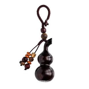 大善堂紫檀木葫芦生肖平安黑檀汽车钥匙挂件扣饰品高级车钥匙扣男