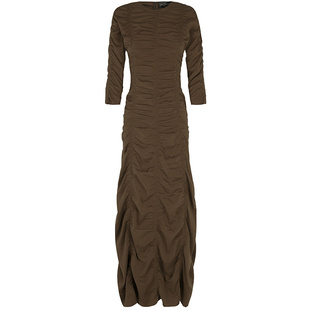 Cortana连衣裙真丝羊毛混纺圆领褶皱修身气质连衣裙秋MARTHA系列