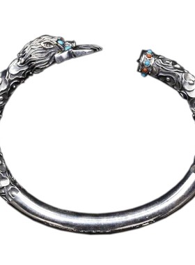 九齿钉耙手镯纯银霸气男