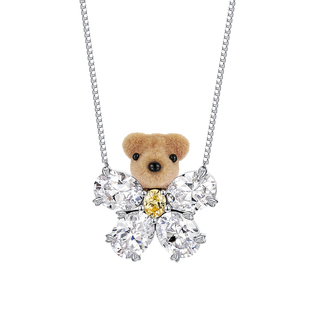 YVMIN尤目 乐园系列  宝石花朵mini植绒小熊项链生日礼物