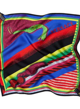 【早秋新品】VERSACE/范思哲 女士印花真丝围巾挂饰55厘米