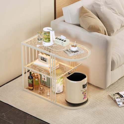 奶油风沙发边几客厅家用小茶几现代简约轻奢高级感茶水柜