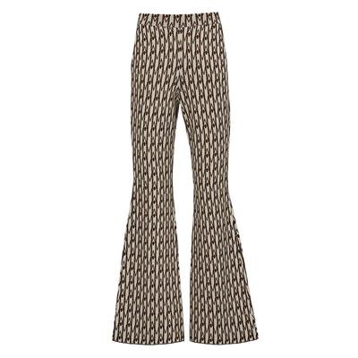 墨蒂珂自然腰长款提花休闲裤