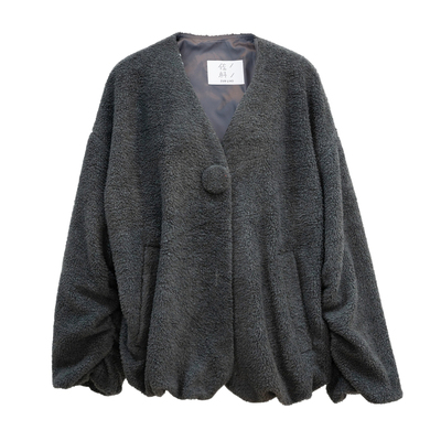 佐料聚酯纤维100%短外套高级灰