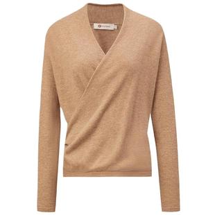 皮皮狗秋新款女士围裹式长袖红色羊绒衫