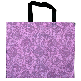 粉紫色撞色蕾丝玫瑰无纺布袋服装衣服袋女装店秋冬手挽袋不织布袋