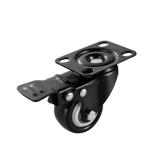 脚轮子螺丝刹车1.5寸2寸3黑色4鞋柜家具沙发聚氨酯货架静音万向轮