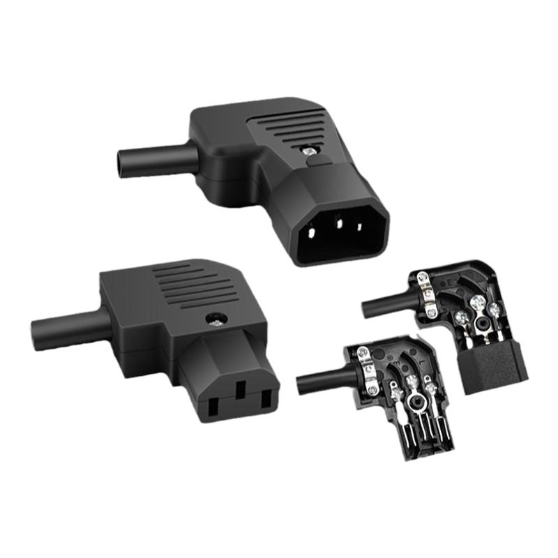 AC电源插座 10A 250V弯头品字插座公头母头对接插头DIY电源线插头