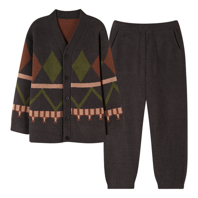 浪莎半边绒睡衣男加厚保暖套装