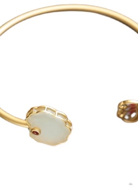 S925纯银手镯古法镀金复古气质天然和田玉小锁珐琅彩女款年轻款