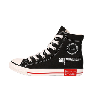 HOZ后街女鞋新款高帮帆布鞋休闲鞋女潮学生鞋百搭平底板鞋1229065