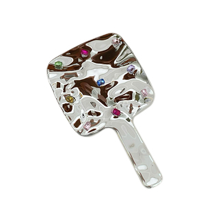 复古方形宝石镜子便携随身化妆镜女手持小镜子可爱学生宿舍梳妆镜