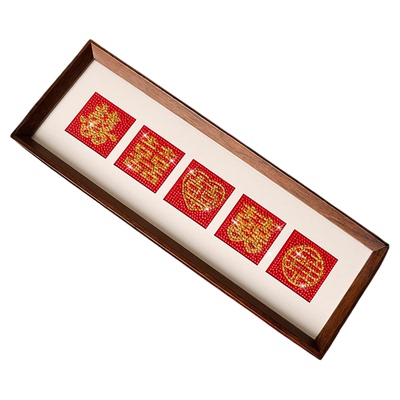 蒂彩五喜图新婚礼物钻石贴画摆件