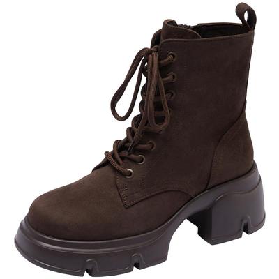 莱尔斯丹时尚粗跟厚底马丁靴子女