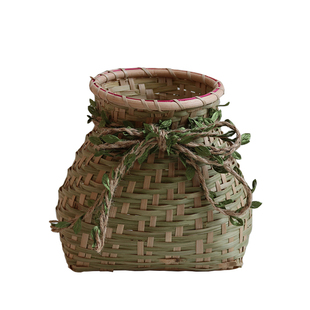 竹编鱼篓大号双肩儿童小背篓幼儿园舞蹈演出拍摄道具装饰采茶竹篓