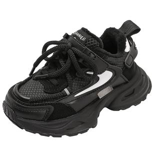 千百度儿童棉鞋女童二棉鞋运动鞋2025新款冬季男童老爹鞋加绒加厚