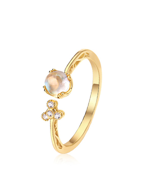 月光石925银日系戒指环