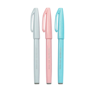 日本派通TOUCH彩色软头毛笔Brush软笔手账贺卡学生练字签字秀丽笔brush字帖花体英文贺卡彩绘笔手绘笔马卡龙