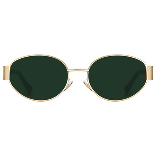 老钱风墨镜女款复古金属椭圆遮阳防晒防紫外线防强光刺眼太阳眼镜