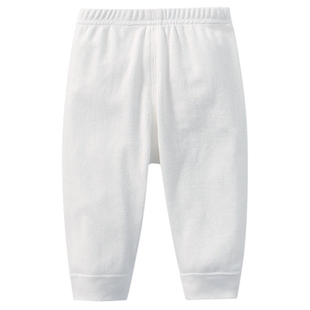 婴儿纯棉无骨秋裤纯白色灰色粉色春秋新生儿裤子宝宝打底睡裤中腰