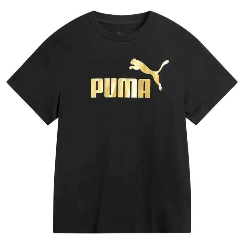 彪马LOGO烫金印花黑白色短袖T恤