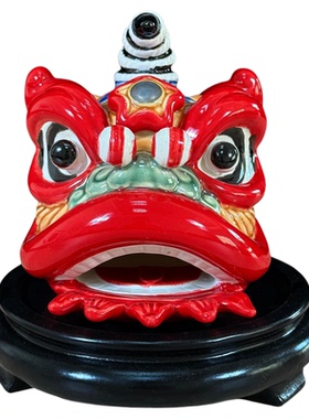 醒狮舞狮陶瓷摆件国潮特色伴手礼