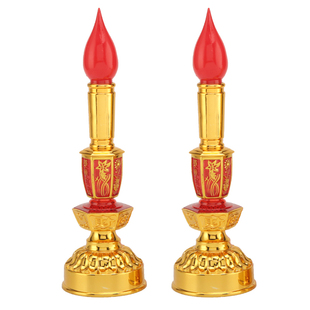 电子蜡烛灯烛台灯电池充电长明灯灯座财神灯家用佛前佛灯供灯一对
