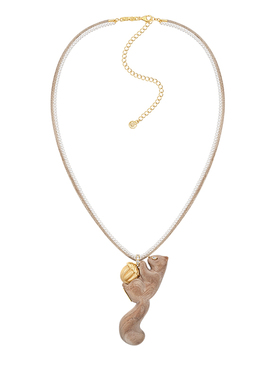 YVMIN尤目 木质松鼠珍珠项链毛衣链新年生日礼物新品