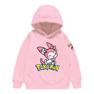 宝可梦伊布家族仙子伊布月亮太阳伊布连帽卫衣男女儿童装学生外套