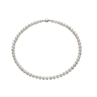 DARA戴拉925银近圆强光淡水无核珍珠项链7-8mm锁骨链妈妈链礼物