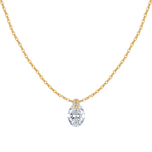 sanswood森吾《午夜西普》椭圆钻石切莫桑石项链通勤悬浮钻锁骨链