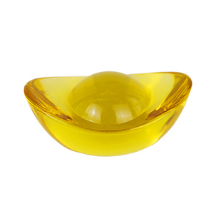 小黄水晶元宝琉璃元宝摆件聚宝盆里放的东西彩色供奉开业家居装饰