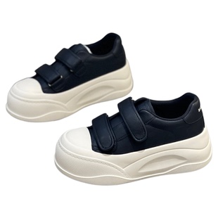 魔术贴厚底真皮板鞋女2025秋冬新款百搭休闲小白鞋复古丑萌大头靴