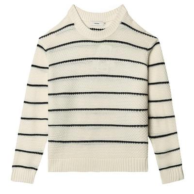 羊毛混纺宽松版休闲条纹毛衣