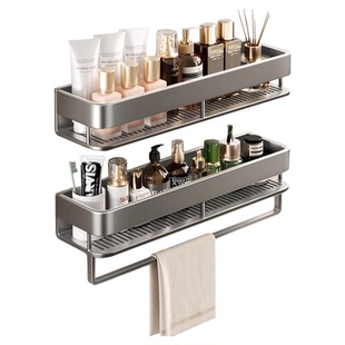 卫生间浴室家用高端置物架洗漱台免打孔挂墙式洗手间加高收纳架子