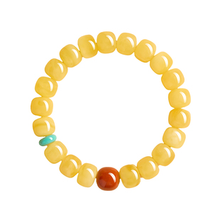 天然妖花蜜蜡手串女款男官方旗舰店高端俄料琥珀白花蜜南红手链