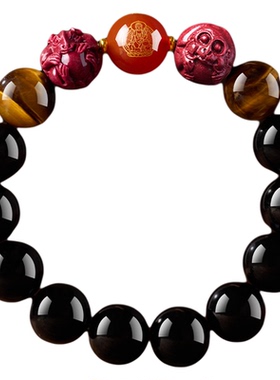 天然黑曜石手串生肖本命佛手链