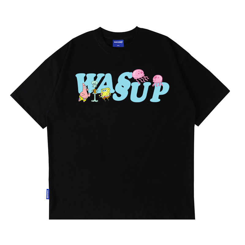WASSUP海绵宝宝卡通纯棉短袖T恤