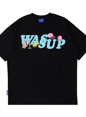 WASSUP海绵宝宝卡通纯棉短袖T恤